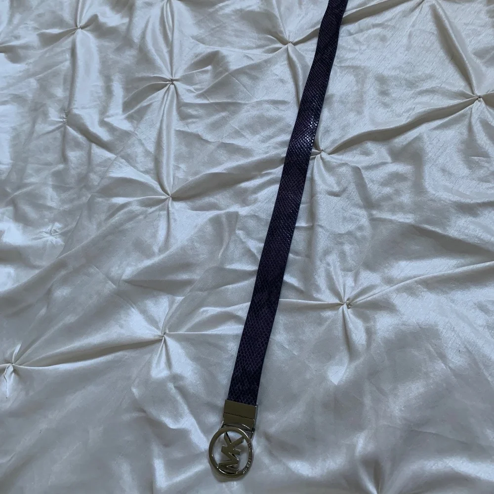 Michael Kors Purple/Black Snakeprint/Suede/Leather Reversible Belt sz S